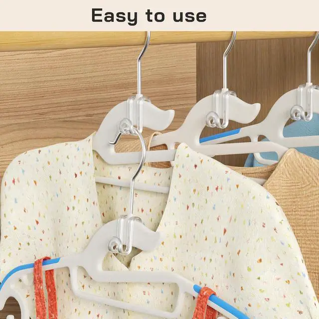 Alt view image 4 of 7 - Tinfol Transparent Hanger Connector Hooks, 50pc Space Saving Clothes Hooks, Heavy Duty Clothes Hanger Extender Clips for Hangers