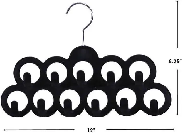 Alt view image 7 of 7 - Velvet Scarf Storage Organizer for Closet (Pack of 3), Black | by Home Basics | Scarf Holder for Scarves and Ties | Slim Scarf Hangar Useful for Belts and Jewelry