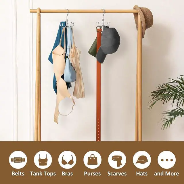 Alt view image 7 of 7 - ZEDODIER Space Saving Hangers for Clothes,Rotatable Sturdy Shirt Hangers with 8 Hooks, Non Slip Multiple Shirt Organizer for T-Shirts Sweatshirts Hoodies, Silver