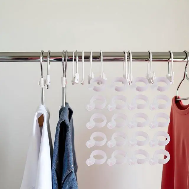 Alt view image 7 of 7 - 50Pcs White Plastic Windproof Hanger Hooks Clothes Hanger Buckle Clip Laundry Hanging Hooks Closet Rod Hanging Tool for Drying Rack Clothes Hangers, Suit Hangers