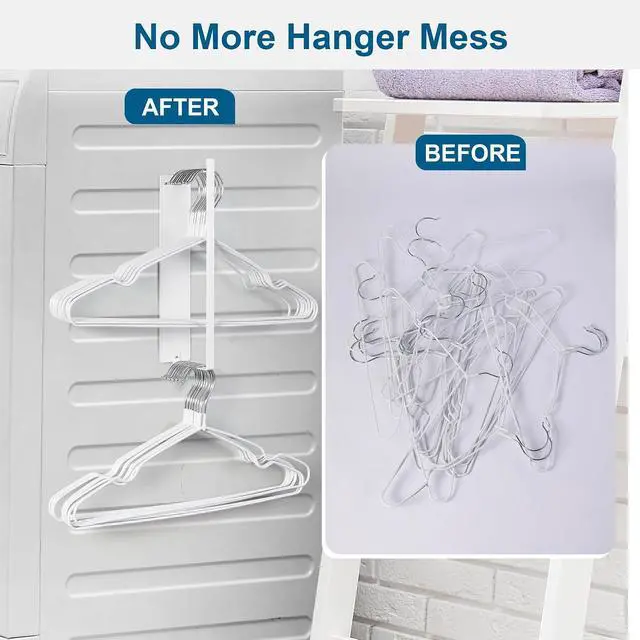 Alt view image 7 of 7 - EASTTOWEST Magnetic Hanger Organizer Stacker,Clothes Hanger Storage Rack,Hanger Holder for Closet Laundry Room Washing Machine,White