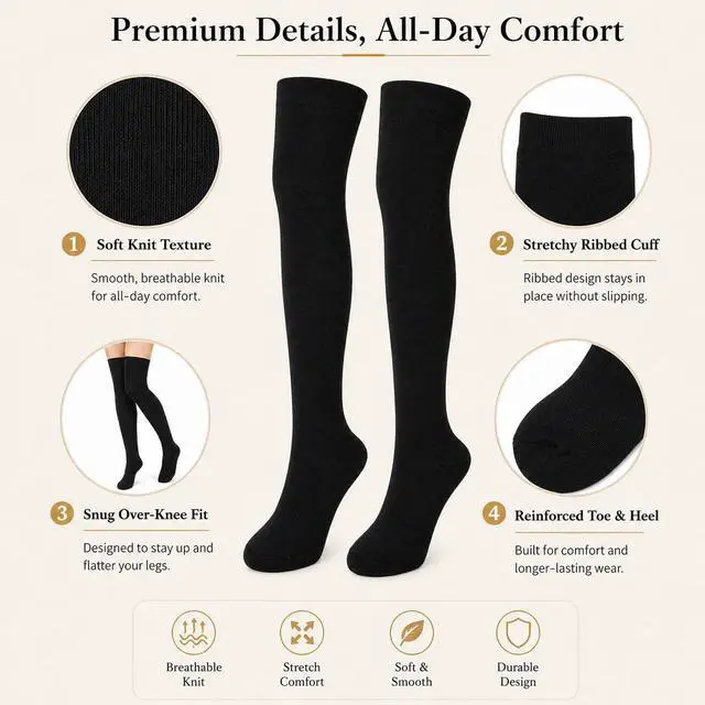 Alt view image 4 of 6 - IZUS Women Thigh Over Knee Socks Stretchy Boot High Socks Striped Novelty for Girl Halloween Christmas Cosplay Daily Wear