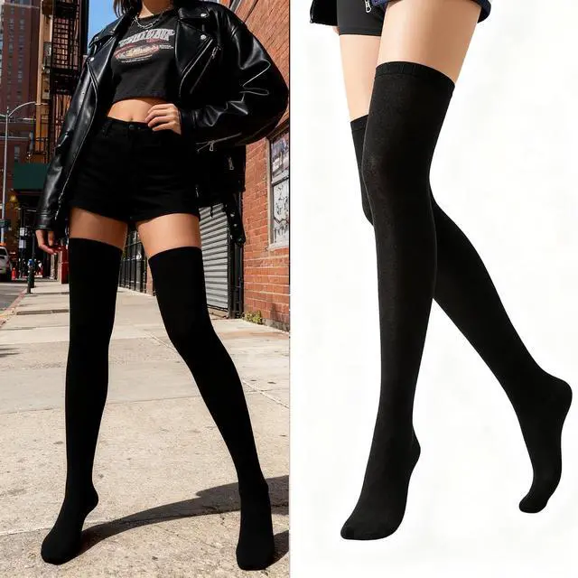 Alt view image 6 of 6 - IZUS Women Thigh Over Knee Socks Stretchy Boot High Socks Striped Novelty for Girl Halloween Christmas Cosplay Daily Wear