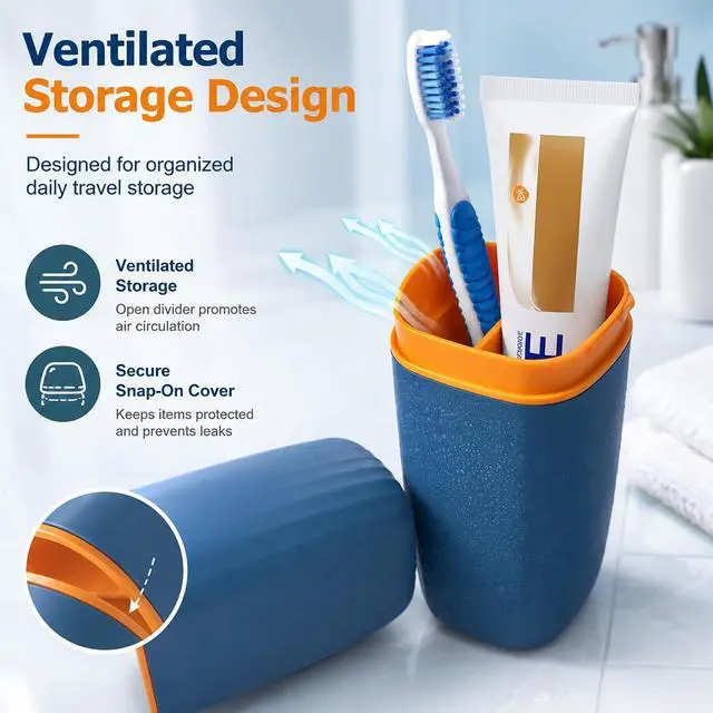 Alt view image 4 of 7 - Toothbrush Travel Case, 2 in 1 Holder and Rinse Cup with Cover | 7.87