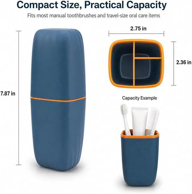 Alt view image 5 of 7 - Toothbrush Travel Case, 2 in 1 Holder and Rinse Cup with Cover | 7.87