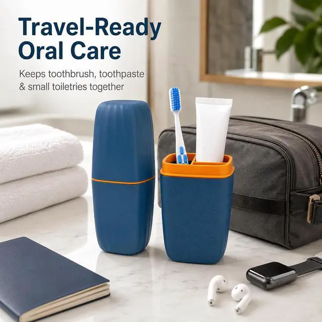 Alt view image 3 of 7 - Toothbrush Travel Case, 2 in 1 Holder and Rinse Cup with Cover | 7.87