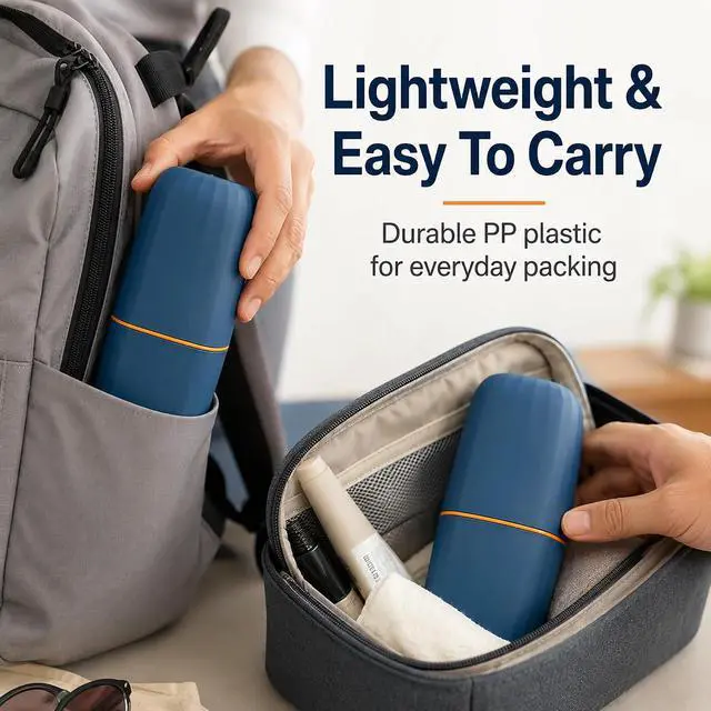 Alt view image 7 of 7 - Toothbrush Travel Case, 2 in 1 Holder and Rinse Cup with Cover | 7.87