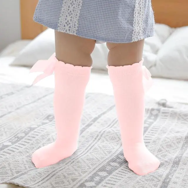 Alt view image 4 of 7 - Baby Girls Socks Knee High Socks With Bow Infants Toddlers Stockings School Uniform Dress Socks