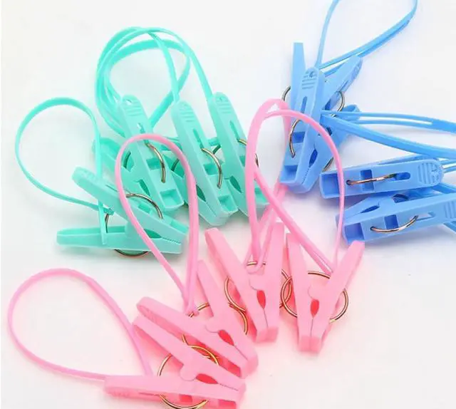Alt view image 4 of 6 - 24Pcs Clothes Peg Clip Pins,Multicolor Rope Clip Hanging Clothes line Windproof Hanger Sock Clothes Drying Peg PP Plastic Clips Hooks