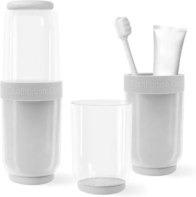 Main image of Toothbrush Cup with Cover, Travel Toothbrush Case Portable Toothbrush Holder for Traveling Business Camping School Bathroom (Grey)