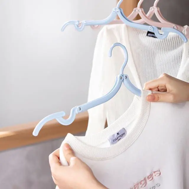 Alt view image 6 of 7 - 10 Pieces Travel Hangers Travel Accessories Portable Folding Clothes Drying Rack for Traveling(Colorful)