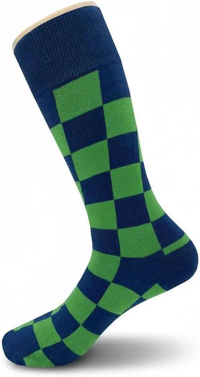Alt view image 5 of 7 - Checker Dress Socks Funny Novelty Crazy Fun Design Men Size 8-12 Cotton Casual Crew Colorful Funky Gift for Men