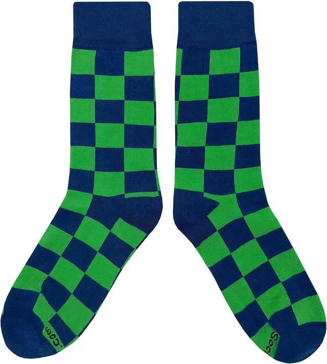 Alt view image 4 of 7 - Checker Dress Socks Funny Novelty Crazy Fun Design Men Size 8-12 Cotton Casual Crew Colorful Funky Gift for Men