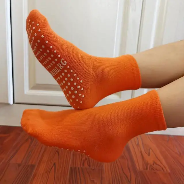 Alt view image 2 of 7 - Toddler Grip Crew Socks With Grippers Boys Girls Kids 1-3/3-5/5-7T 6 Pairs