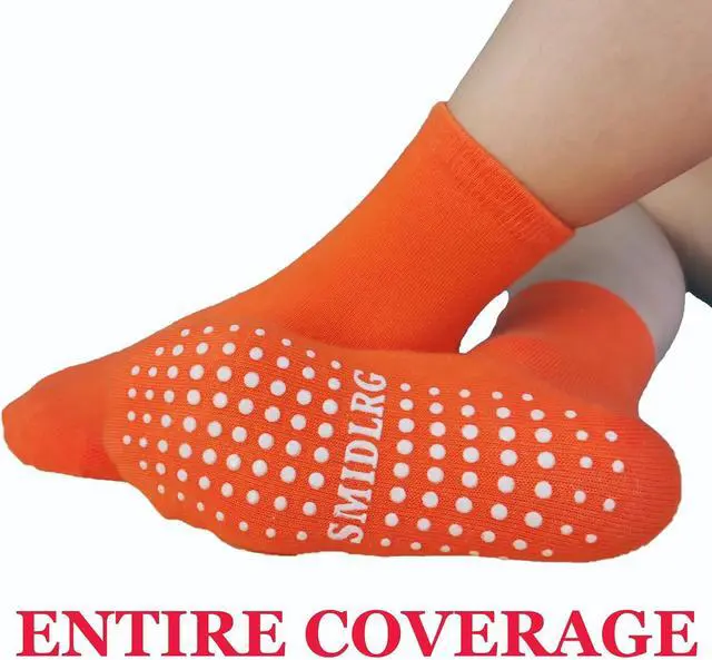 Alt view image 4 of 7 - Toddler Grip Crew Socks With Grippers Boys Girls Kids 1-3/3-5/5-7T 6 Pairs