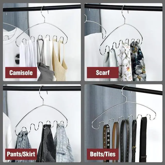 Alt view image 6 of 6 - Tank Top Hangers Space Saving, 3 Pack Stainless Steel Bra Cami Hangers for Closet Organizer Heavy Duty Hanger for Tank Tops, Bra Lingerie, Sport Bra, Strap Dress and Camisoles