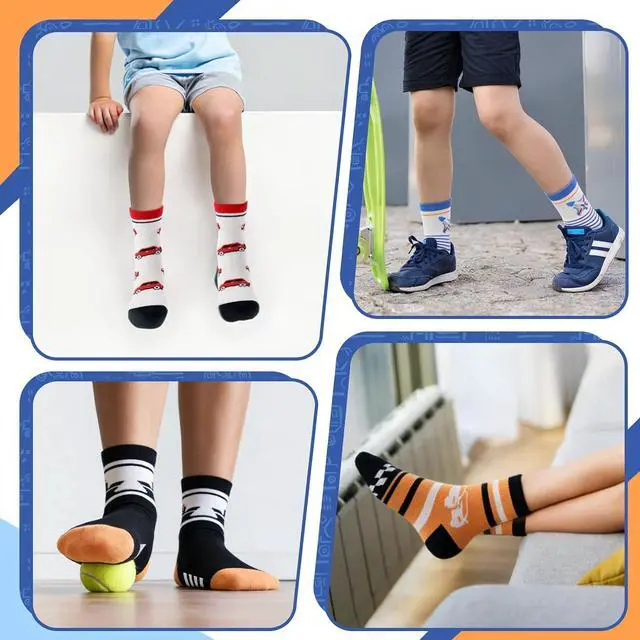 Alt view image 2 of 7 - 6/8/10 Pairs Boys Kids Novelty Crew Socks | Crazy Funny Cartoon Cotton Socks