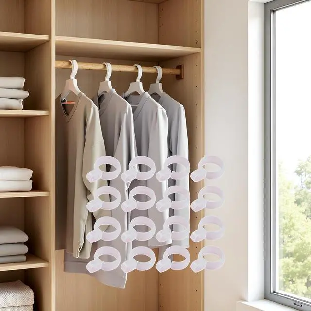 Alt view image 3 of 7 - 50Pcs White Plastic Windproof Hanger Hooks Clothes Hanger Buckle Clip Laundry Hanging Hooks Closet Rod Hanging Tool for Drying Rack Clothes Hangers, Suit Hangers