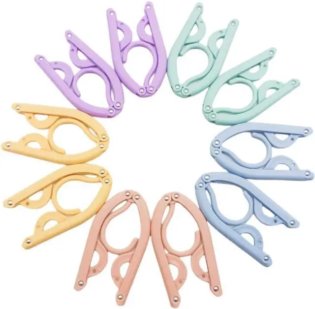 Main image of 10 Pieces Travel Hangers Travel Accessories Portable Folding Clothes Drying Rack for Traveling(Colorful)