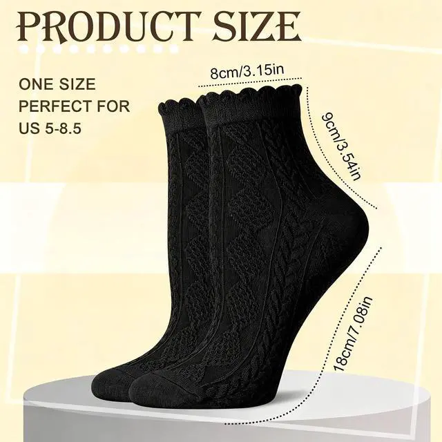 Alt view image 2 of 7 - 6 Pairs Ankle Ruffle Socks Cute Frilly Comfort Breathable Cotton