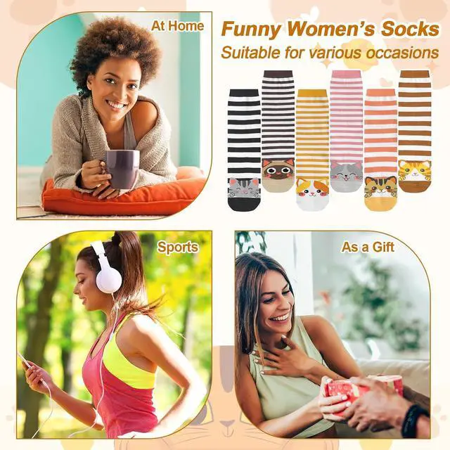 Alt view image 2 of 7 - Novelty Fun Crew Socks for Women Men | Colorful Crazy Funny Breathable Printed Socks for Gifts