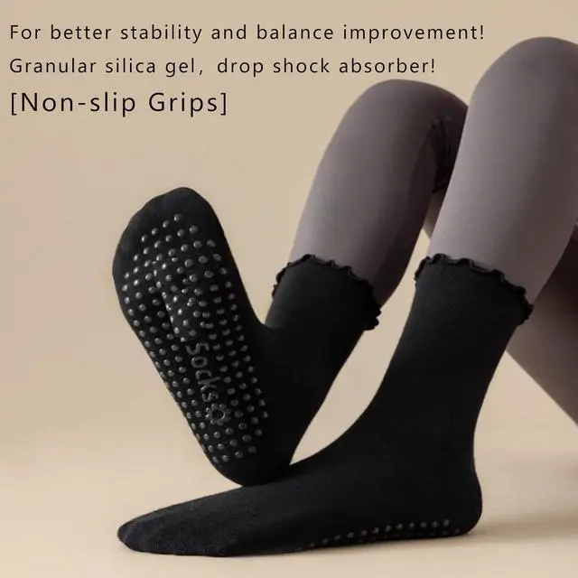 Alt view image 3 of 6 - 4 Pairs Ruffle Yoga Socks for Women,Cute Frilly Non-Slip Grips Socks for Pilates,Fitness,Hospital,Pregnant
