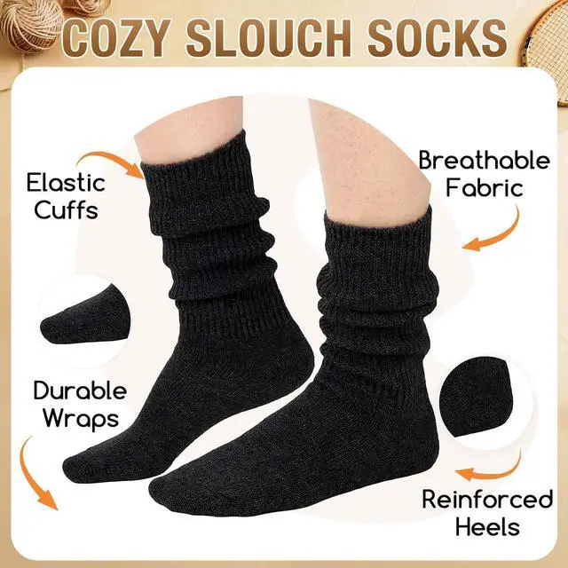Alt view image 2 of 7 - Slouch Socks Women - Scrunch Stacked Long Chunky Wool Socks 80s 90s