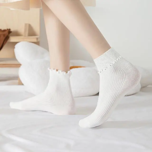 Alt view image 2 of 7 - 3/8 Pairs Frilly Socks Women,Ruffle Socks for Girl Women,Cute Ankle Socks for Women,Comfort Breathable One Size 5-9