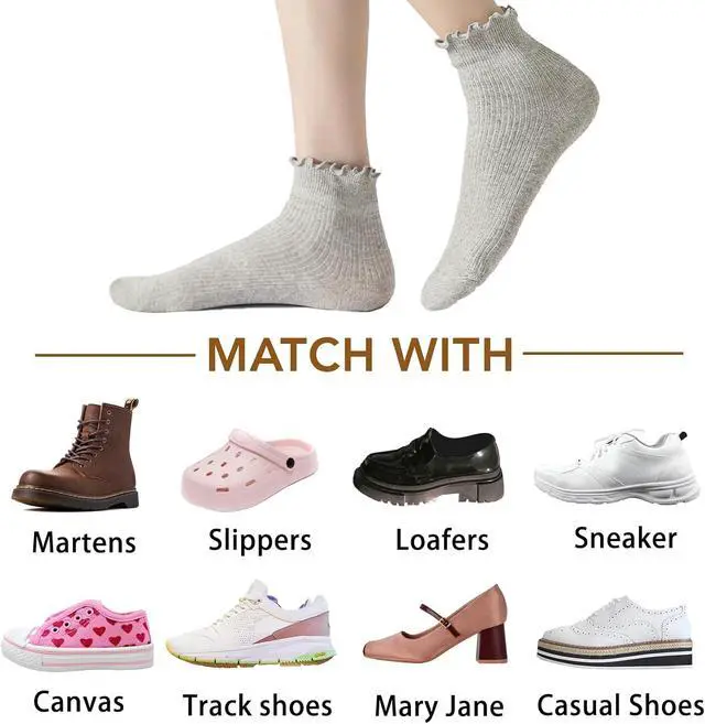 Alt view image 6 of 7 - 3/8 Pairs Frilly Socks Women,Ruffle Socks for Girl Women,Cute Ankle Socks for Women,Comfort Breathable One Size 5-9