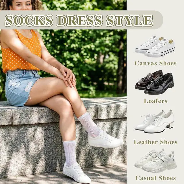 Alt view image 7 of 7 - Cute Ruffle Lace Socks Summer Ultra Thin Mesh Crew Socks | 6/8 Pcs Casual Cotton Frilly Floral Ankle Sock for Women Girls
