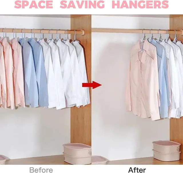 Alt view image 2 of 7 - 50 PCS Hanger Connector Hooks, Closet Hanging Organizer | Space Saving Hangers, Closet Hanging Organizer for College Dorm Room Essentials, Thickening Upgrade (White-50 Pcs)