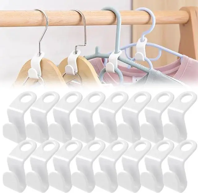 Main image of 50 PCS Hanger Connector Hooks, Closet Hanging Organizer | Space Saving Hangers, Closet Hanging Organizer for College Dorm Room Essentials, Thickening Upgrade (White-50 Pcs)