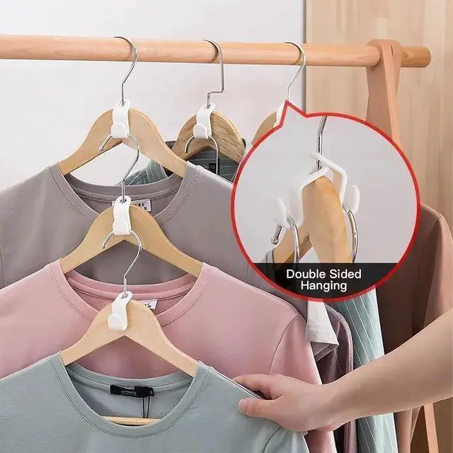 Alt view image 3 of 7 - 50 PCS Hanger Connector Hooks, Closet Hanging Organizer | Space Saving Hangers, Closet Hanging Organizer for College Dorm Room Essentials, Thickening Upgrade (White-50 Pcs)