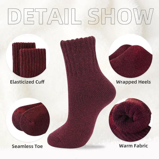 Alt view image 3 of 7 - Zando Cozy Warm Wool Socks for Women - Cute Boot Crew Long Thick Socks