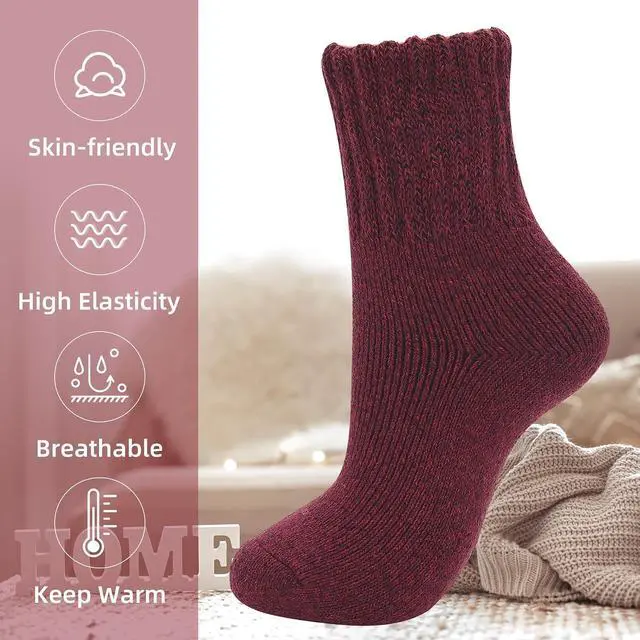 Alt view image 5 of 7 - Zando Cozy Warm Wool Socks for Women - Cute Boot Crew Long Thick Socks