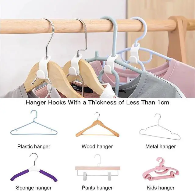 Alt view image 4 of 7 - 50 PCS Hanger Connector Hooks, Closet Hanging Organizer | Space Saving Hangers, Closet Hanging Organizer for College Dorm Room Essentials, Thickening Upgrade (White-50 Pcs)