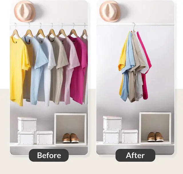 Alt view image 2 of 7 - ZEDODIER Space Saving Hangers for Clothes,Rotatable Sturdy Shirt Hangers with 8 Hooks, Non Slip Multiple Shirt Organizer for T-Shirts Sweatshirts Hoodies, Silver