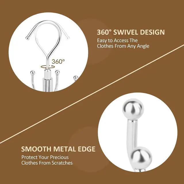 Alt view image 5 of 7 - ZEDODIER Space Saving Hangers for Clothes,Rotatable Sturdy Shirt Hangers with 8 Hooks, Non Slip Multiple Shirt Organizer for T-Shirts Sweatshirts Hoodies, Silver
