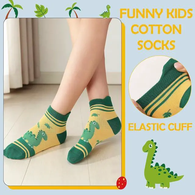Alt view image 7 of 7 - 6 Pairs Kids Boys Ankle Socks No Show Funny Cartoon | Novelty Cotton Socks Low Cut Cute