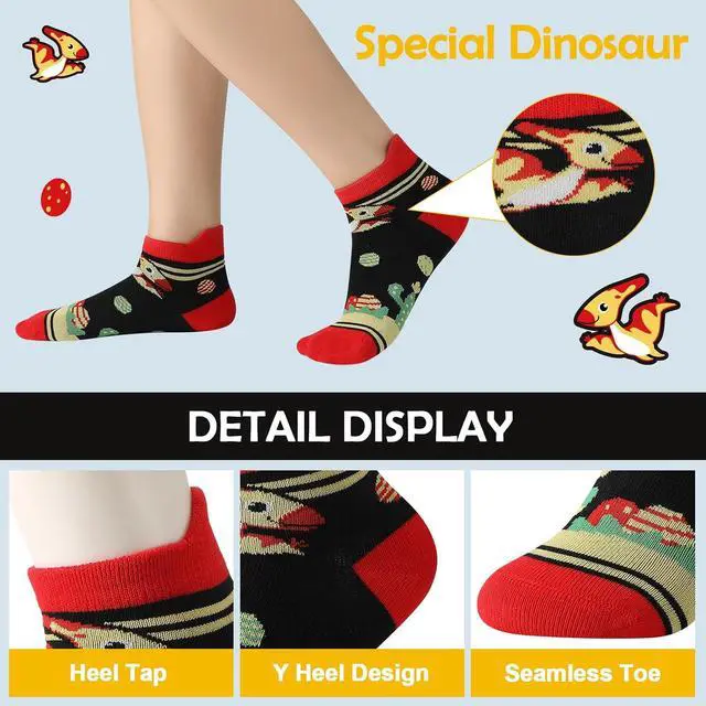 Alt view image 4 of 7 - 6 Pairs Kids Boys Ankle Socks No Show Funny Cartoon | Novelty Cotton Socks Low Cut Cute