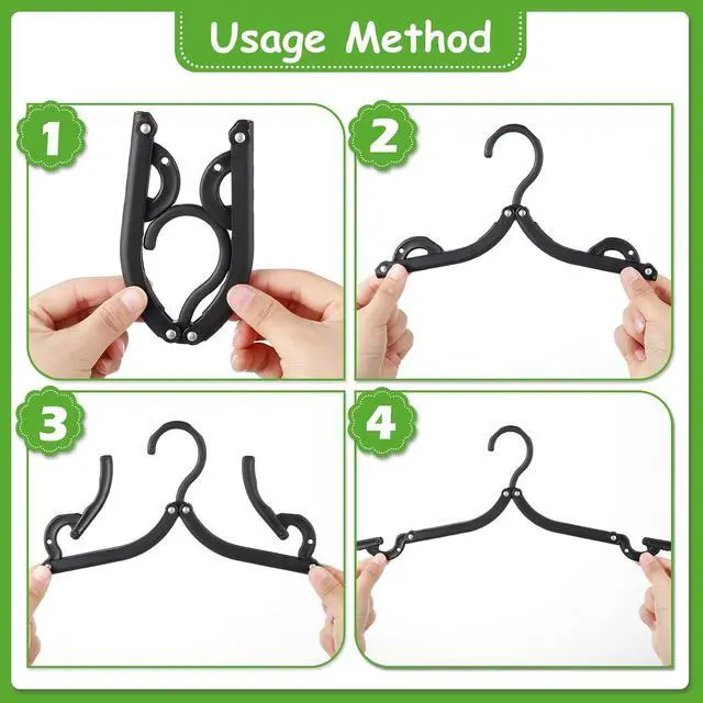 Alt view image 3 of 7 - Folding Travel Hangers Foldable with Clips Folding Clothes Hangers Portable Foldable Hangers Collapsible Coat Hanger Travel Drying Rack for Clothes (Black, 12 Pieces)