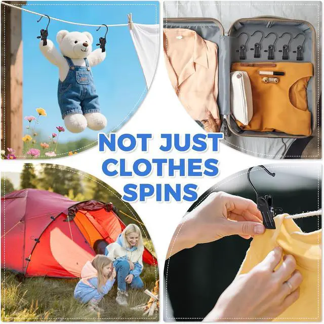 Alt view image 3 of 6 - 10 Pack Boot Hangers for Closet, Clips Hangers with Hooks, Clothes Pin | Space Saving Pants Hangers with Clips, Portable Travel Hangers for Closet Organization, Boots, Hat, Towels, Bras, Socks