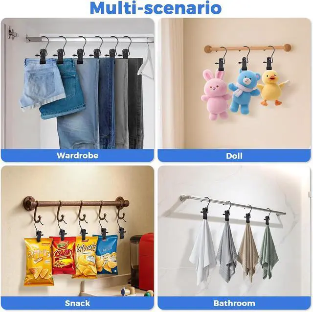 Alt view image 5 of 6 - 10 Pack Boot Hangers for Closet, Clips Hangers with Hooks, Clothes Pin | Space Saving Pants Hangers with Clips, Portable Travel Hangers for Closet Organization, Boots, Hat, Towels, Bras, Socks