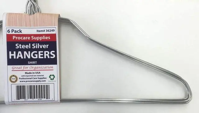 Alt view image 4 of 4 - ProCare 6PACK Strong Silver Color Galvanized Metal Wire Shirt Hangers 16 Inch 13 Gauge
