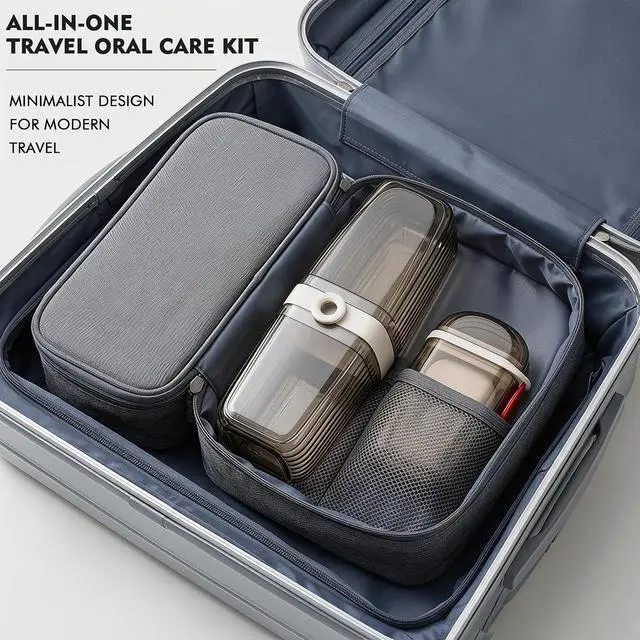 Alt view image 5 of 7 - Toothbrush Travel Case Kit 6 in 1 Toothbrush Holder and Rinse Cup TSA Approved Portable Toiletry Organizer for Business Trip Traveling Gym Camping,Includes 2 Cups, Soap Case & 2 Brush Covers