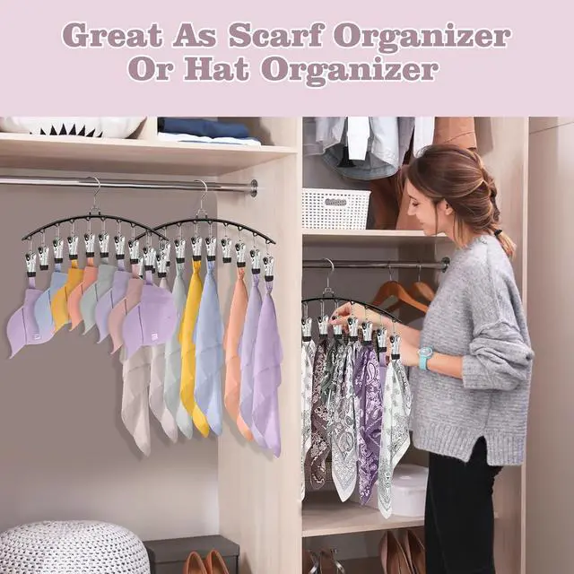 Alt view image 7 of 7 - Legging Organizer for Closet 360° Swivel, Metal Yoga Pants Hanger 2 Pack w/10 Clips Holds 20 Leggings, Space Saving Hanger Closet Organizers and Storage, Pants Hangers for Pants, Skirts, Hats (Black)