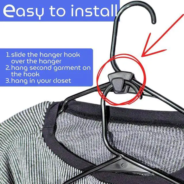 Alt view image 2 of 6 - Hanger Hooks - Space-Saving Closet Organizers - Connector Hooks for Clothes, Accessories & Bags - 20 Pack of Black