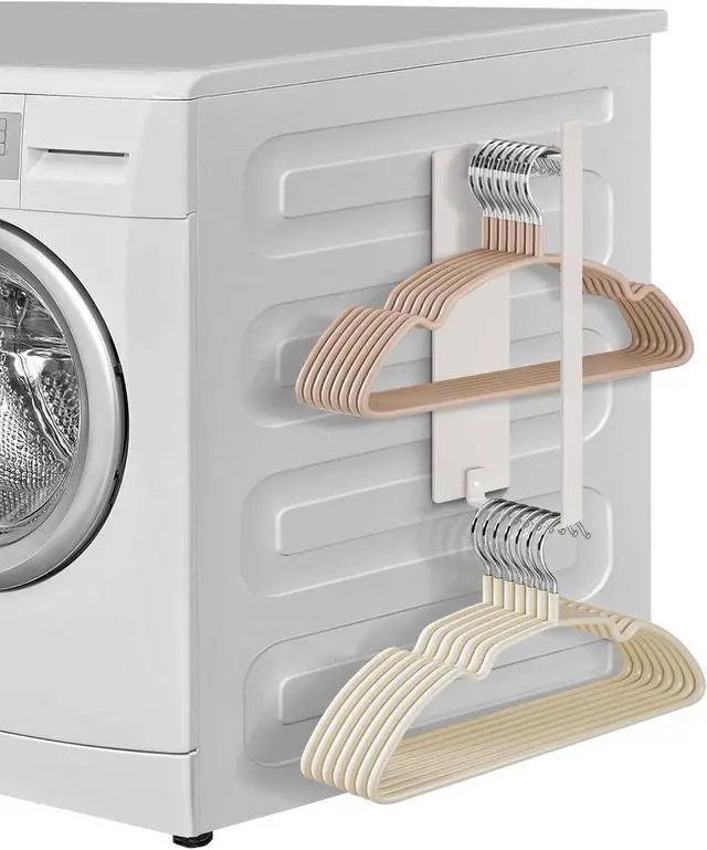 Main image of Magnetic Hanger Organizer, Strong Magnetic Hanger Holder for Laundry Room Washer, Capacity Upgrade Hangers Storage Stacker Holds up to 40 Metal Hangers White 1Pack