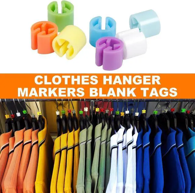 Alt view image 3 of 7 - 150Pcs Clothes Hanger Markers Blank Tags, Hanger Size Markers | Plastic Garment Hanger Size Markers, Fit 3.5mm Rod for Clothing Snap Number Labels Accessories Color Coding, White