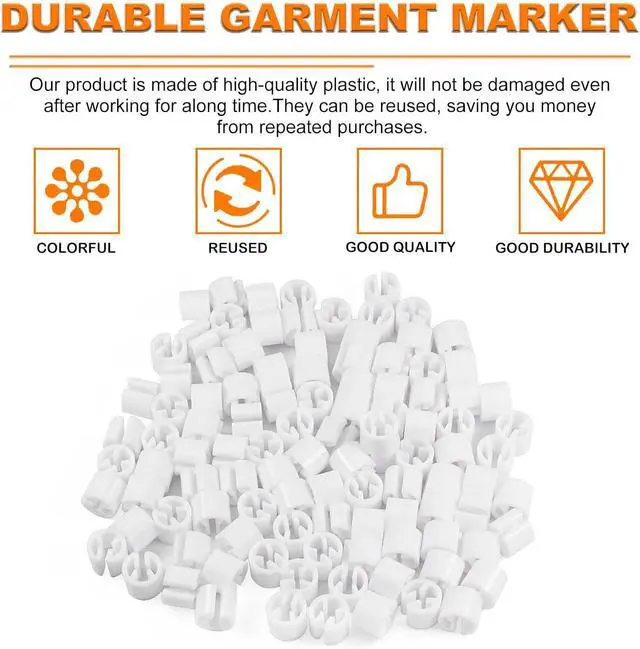 Alt view image 4 of 7 - 150Pcs Clothes Hanger Markers Blank Tags, Hanger Size Markers | Plastic Garment Hanger Size Markers, Fit 3.5mm Rod for Clothing Snap Number Labels Accessories Color Coding, White